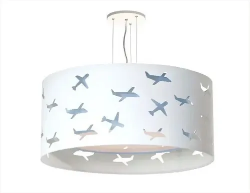 Lustre Infantil Pendente Aviões Duplo - Azul Bebê 40x16