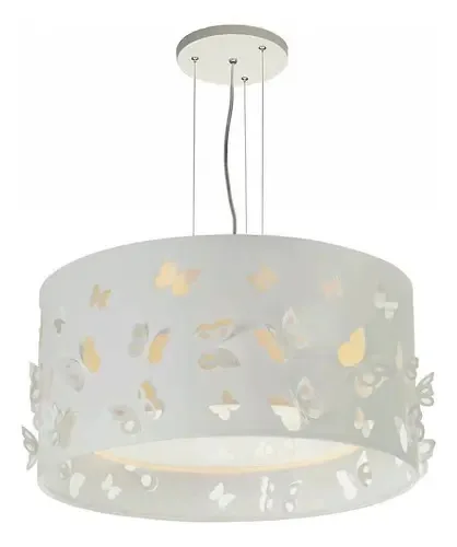 Lustre Infantil Pendente Borboletas Duplo - Crú 30x16