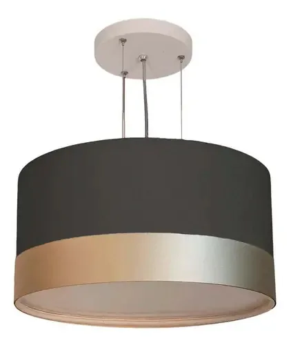 Lustre Pendente Tom Luz Cúpula Detalhe Bronze 30x15 Preto