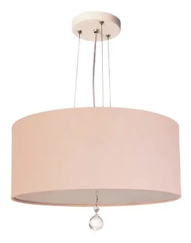 Lustre Pendente Com Cristal Cúpula Rosa 30x15 2e27