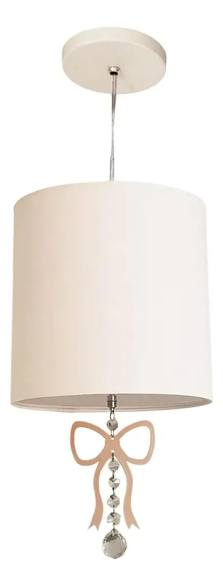 Lustre Laço Com Cristal Quarto Menina 25x25 Branco