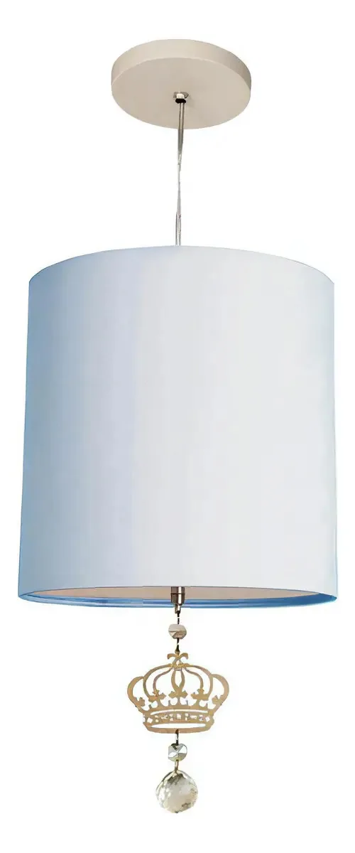 Lustre Coroa Com Cristal Quarto Menina 25x25 Azul