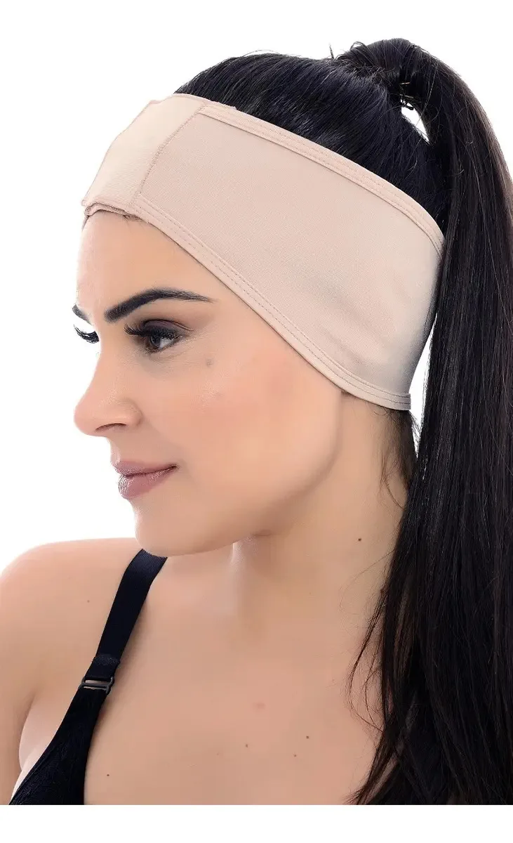 Faixa Para Otoplastia Cinta Para Orelhas Malha Cirúrgica Cor Marrom Tamanho G