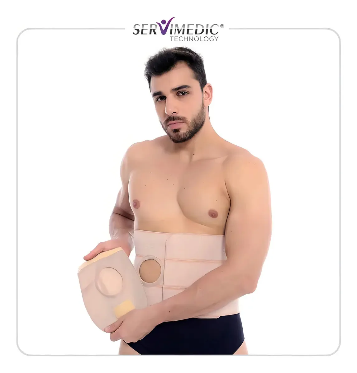 Faixa Abdominal Bolsa De Colostomia Unissex - Bege - P