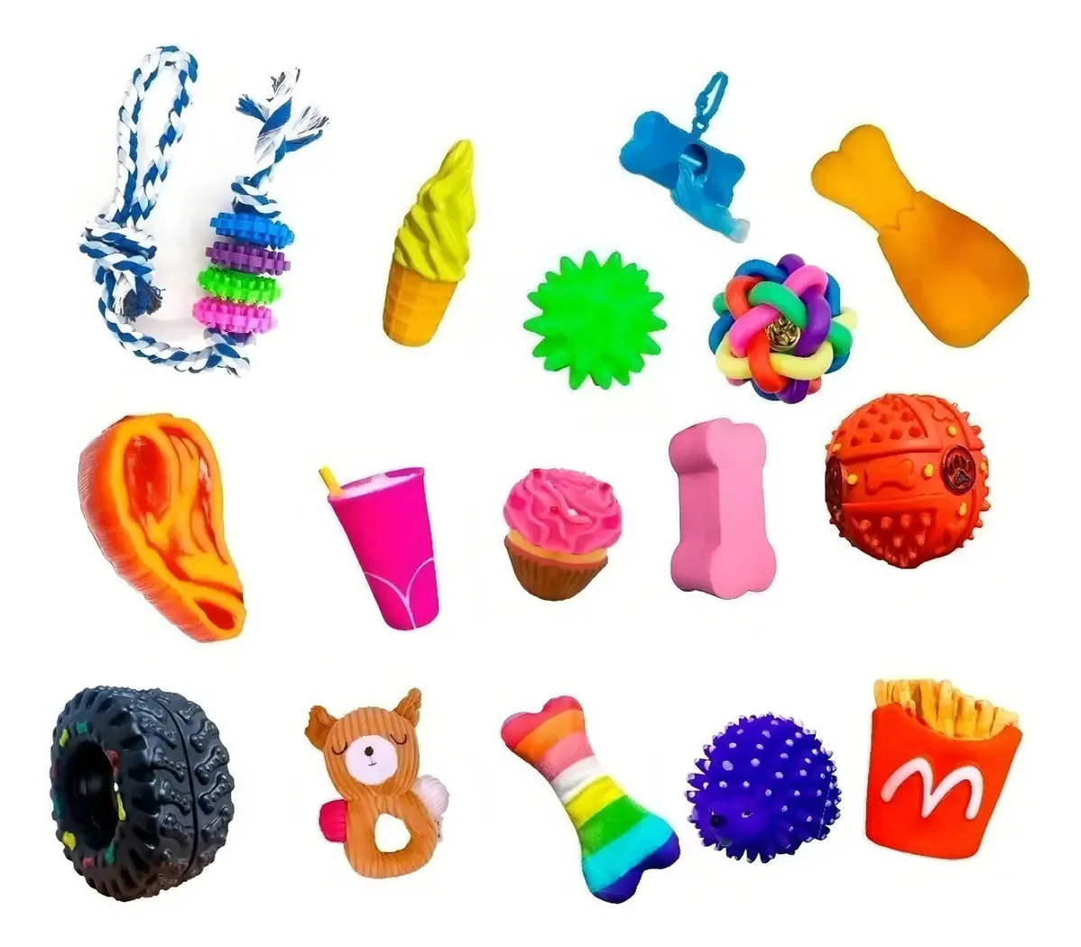 Kit com 10 Mordedores para Cachorros Pequenos – Brinquedos da Pet Ninho