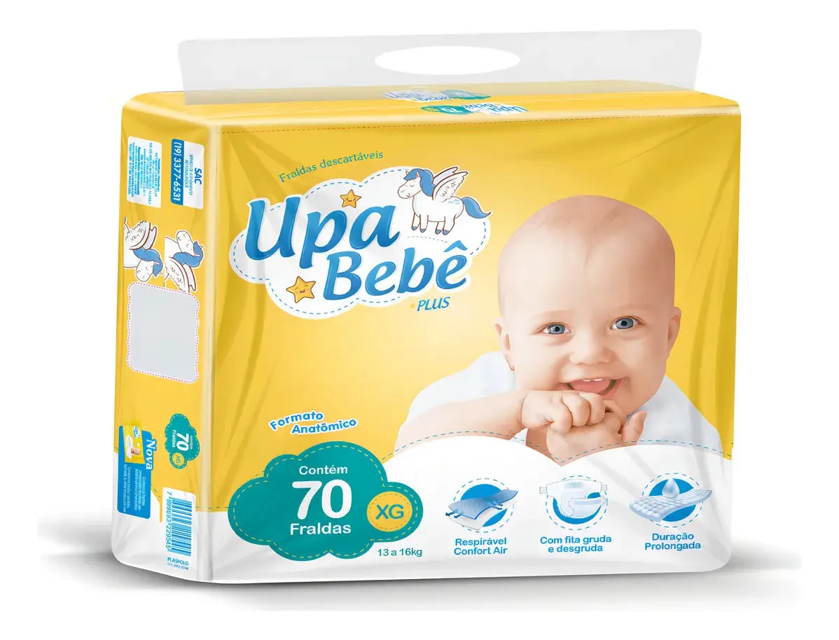 Fralda Infantil Upa Bebe Tamanho XG Pacote Com 70 Unidades