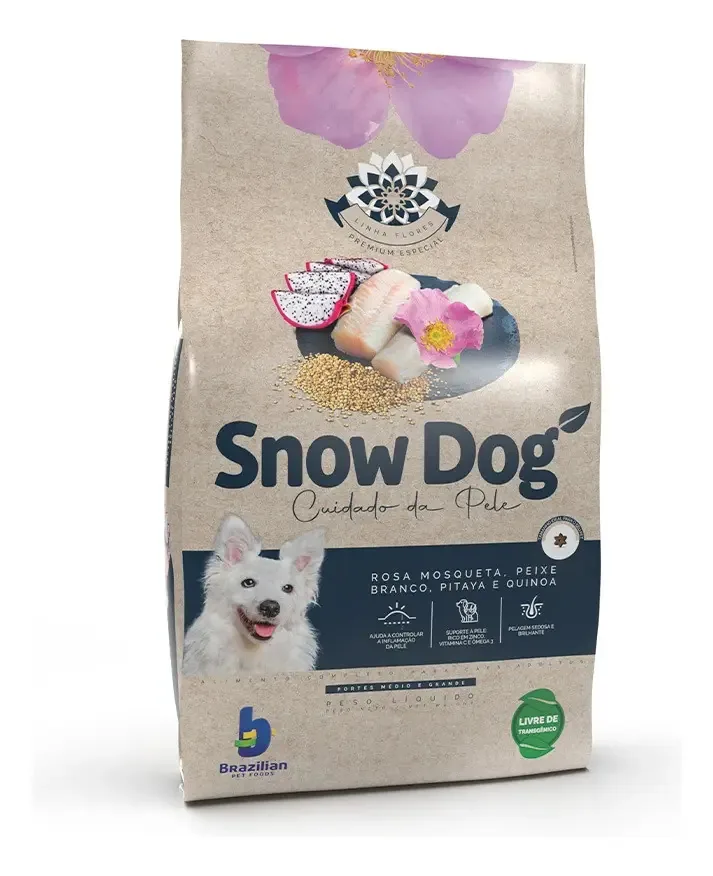 Ração Snow Dog Flores Cuidado Da Pele Cao Ad Medio/gd 15kg