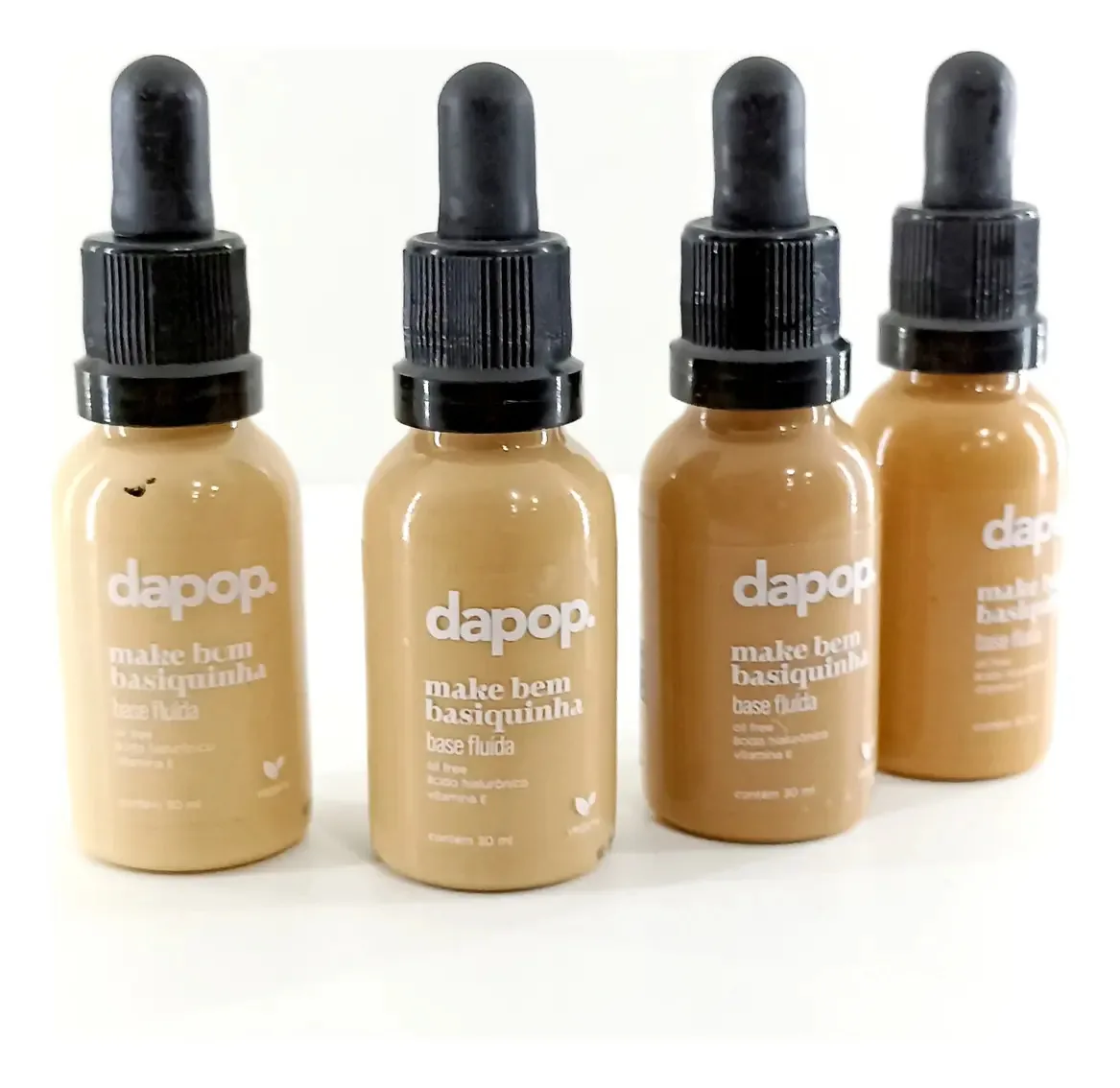 Kit 4 Tons De Bases Fluída Dapop Vegano Make Bem Basiquinha Tom Nude