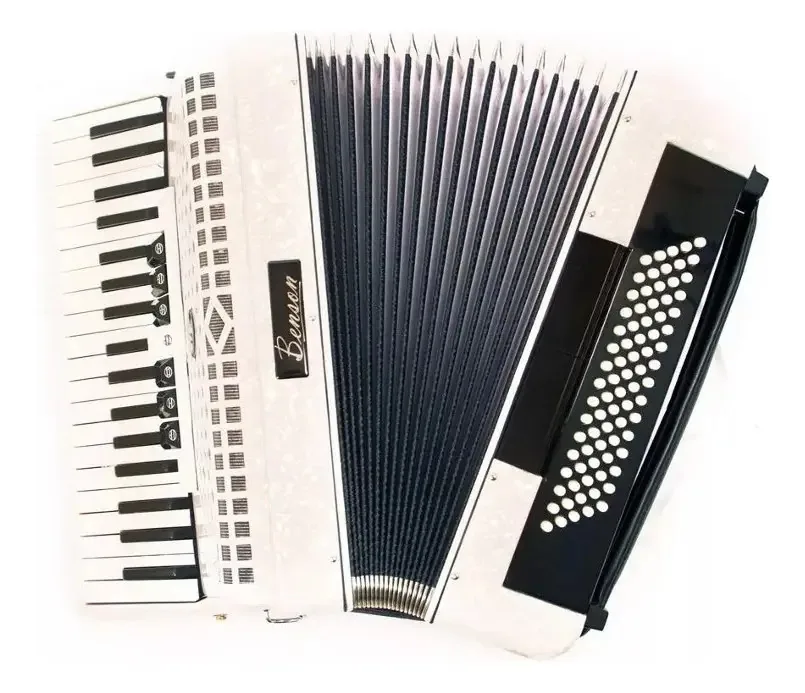 Acordeon Benson BAC80-7PWH 80 Baixos Branco 37 Teclas 9 Registros