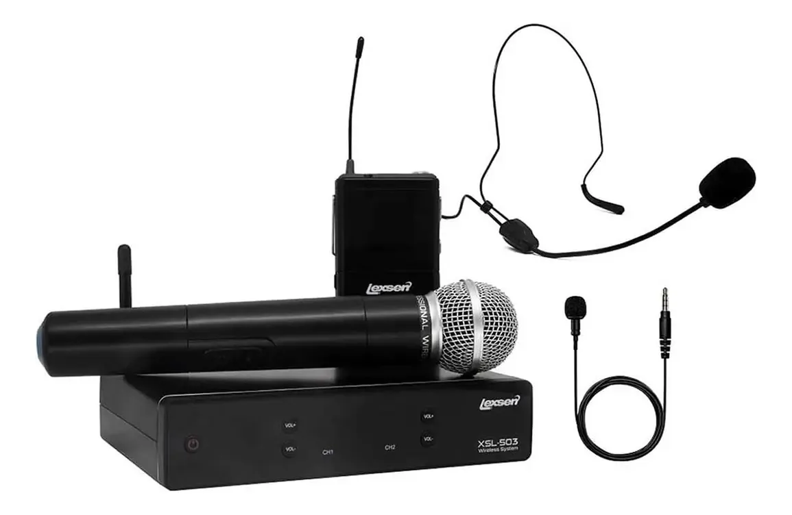 Microfones Sem Fio Lexsen XSL-503 Lapela e Headset Cardioide