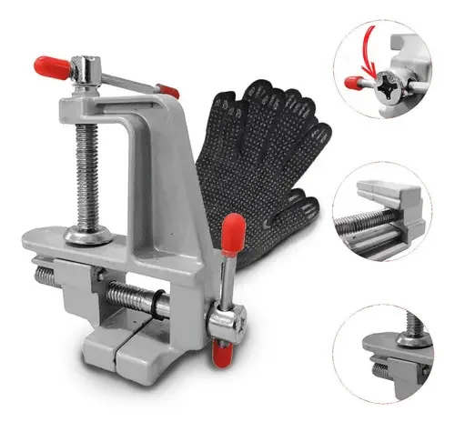 Mini Torno De Mesa Base Fixa Alumínio Morsa Cf-5881 Com Luva 0
