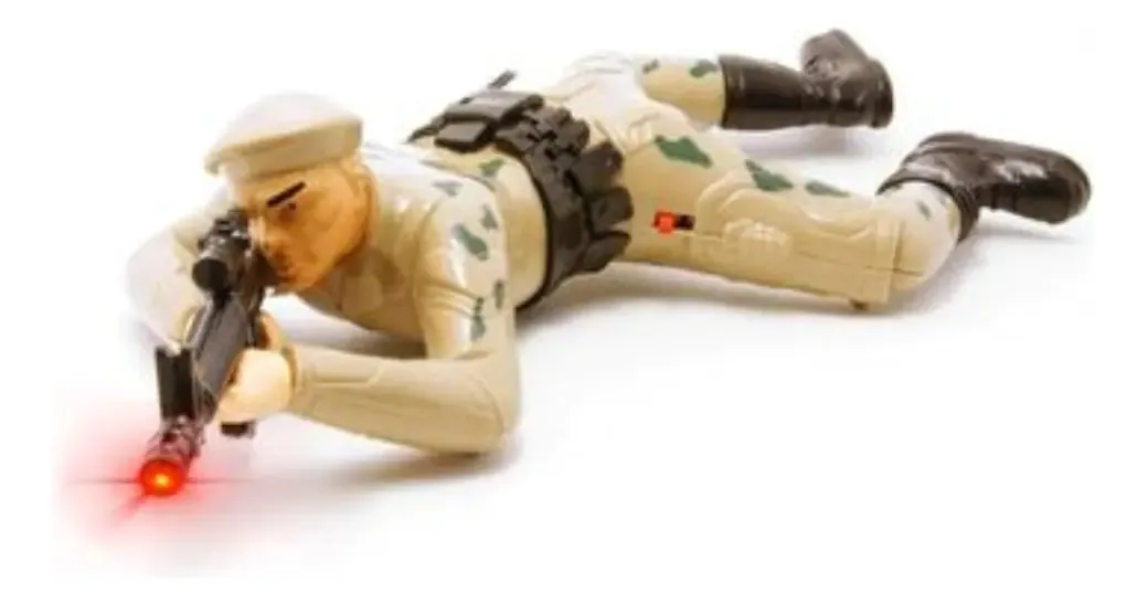 Boneco Soldado Atirador Rasteja Som E Luz Guerra Rastejador