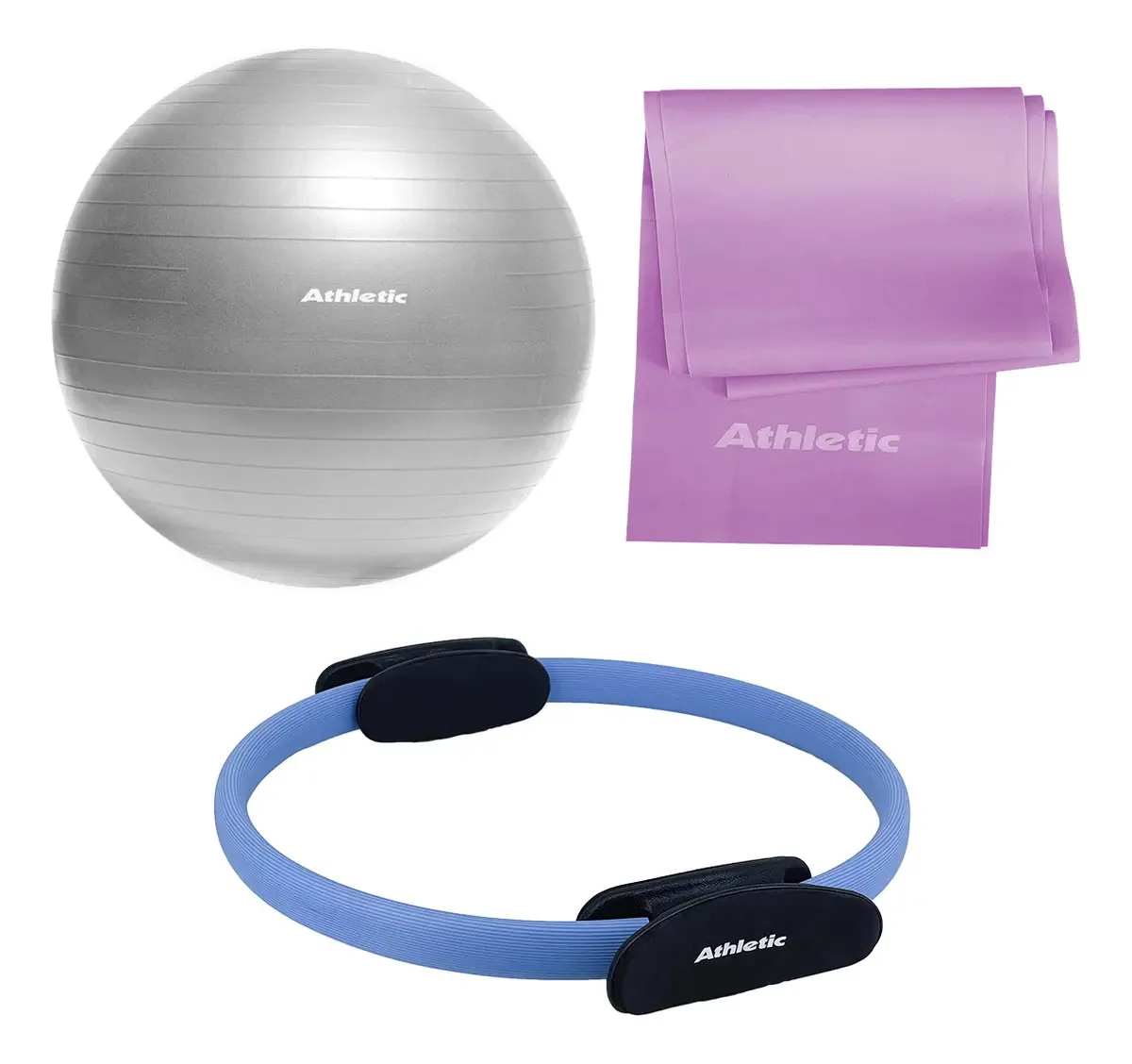 Bola de Pilates 65 cm+anel de Pilates+faixa elástica elástica cor cinza