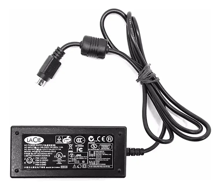 Carregador Lacie Acu034a-0512, 5v, 2a, 12v, 2a, 4pin S/ Cabo