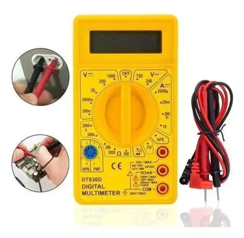 Multímetro Digital Teste Profissional Portátil Dt830 Amarelo