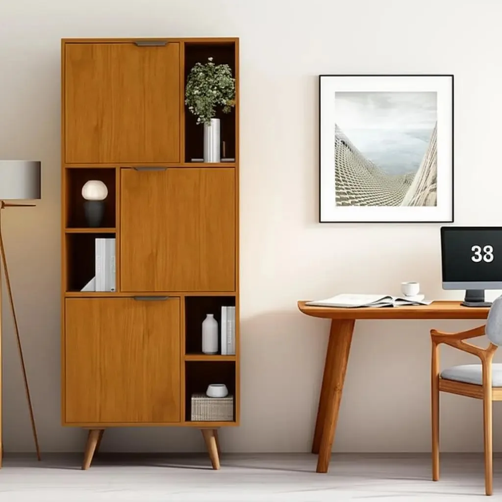 Estante Para Livros Office Aliança Candian 3 Portas Cor Marrom