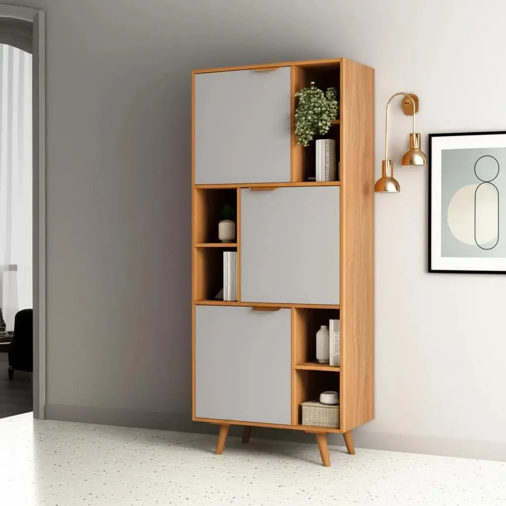 Estante Para Livros Office Aliança Candian 3 Portas Cor Marrom-claro