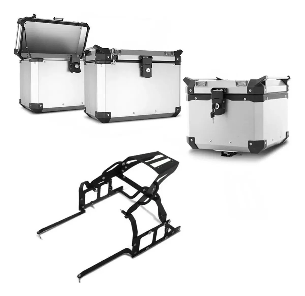 Kit Completo Baús 35/33 Super Adventure Yamaha Ténéré 250 Cor Alumínio Escovado