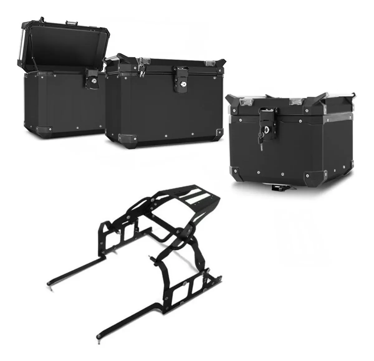 Kit Baús de Alumínio Pro Tork para Yamaha Ténéré 250 – Preto