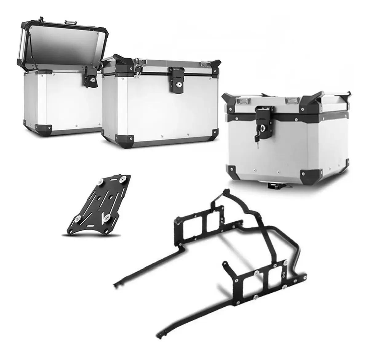 Kit Completo Baús 35/33 Super Adventure Ktm 990 2006/2012 Cor Alumínio Escovado