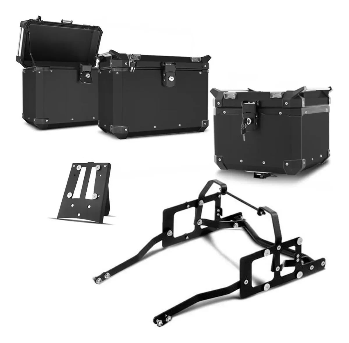 Kit Completo Baús 35/33 Super Adventure Yamaha Super Ténéré Cor Preto
