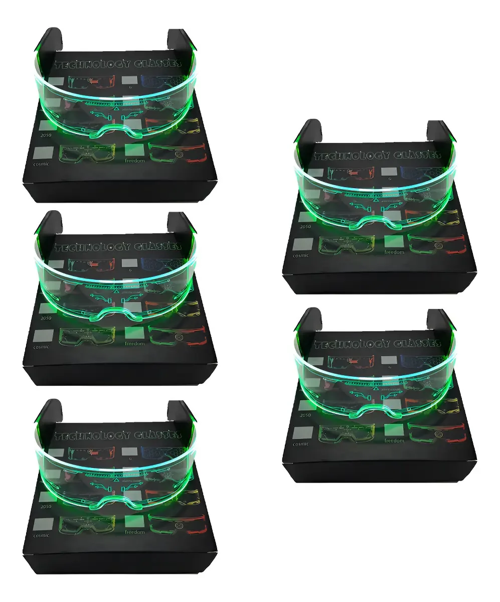 5x Óculos Led Futurista Para Festa/balada/rave Tiktok Fg40