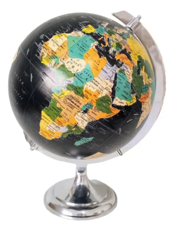 Globo Terrestre Decorativo Com Base Metal 42x33cm Decoração