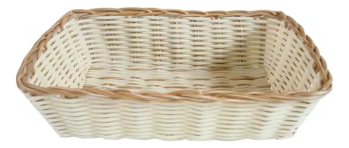 Cesto De Rattan Branco Fibra Sintética