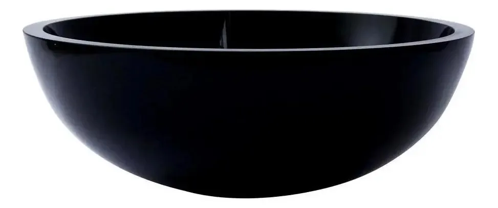 Cuba Redonda De Vidro 35x35cm Preto Para Banheiro