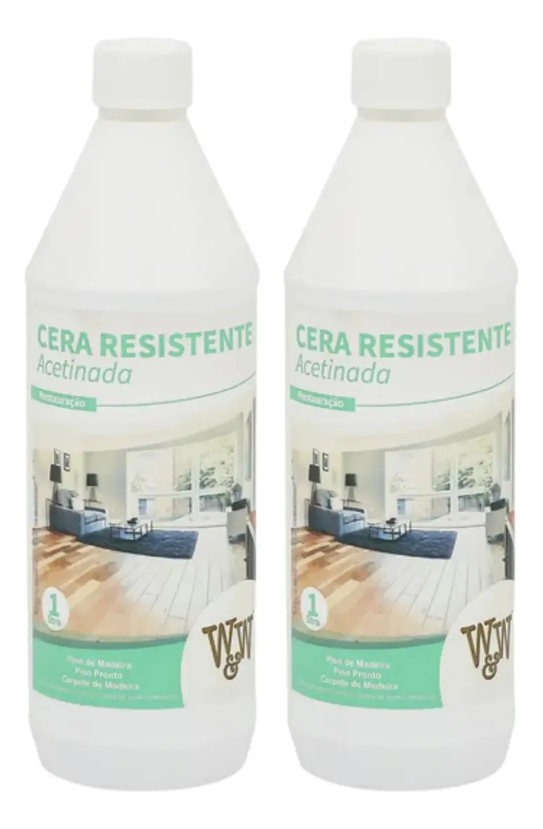 Kit 2 W&w Cera Acetinada Para Pisos Madeira Taco Assoalho 1l