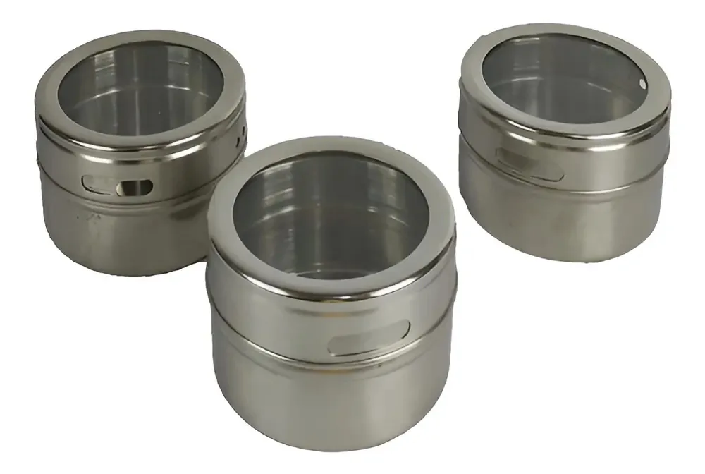 Porta Temperos Magnético Inox Talberg 3 Potes Aço Inoxidável