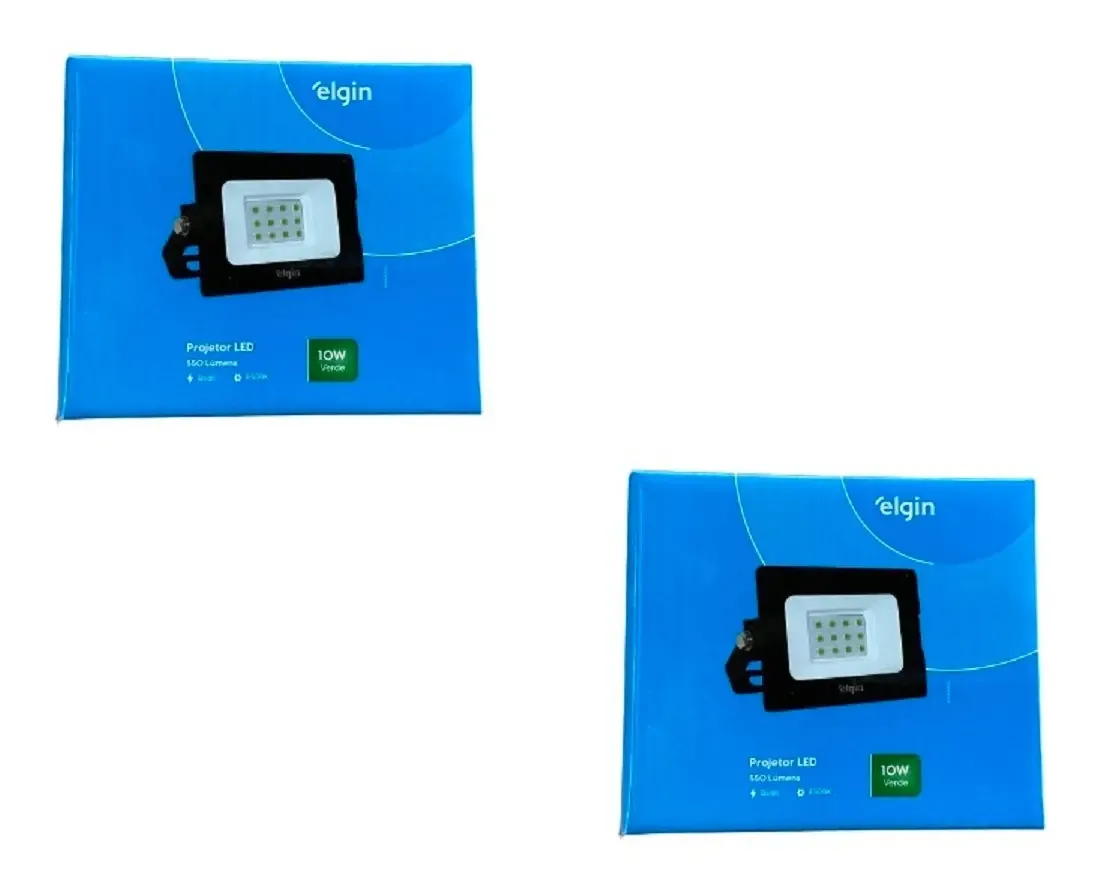 2x Refletores Elgin 10w Luz Verde P/ Jardim