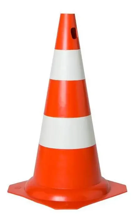 Cone PVC 50cm Laranja Branco Plastcor 2 Fitas Refletivas Base Plástica