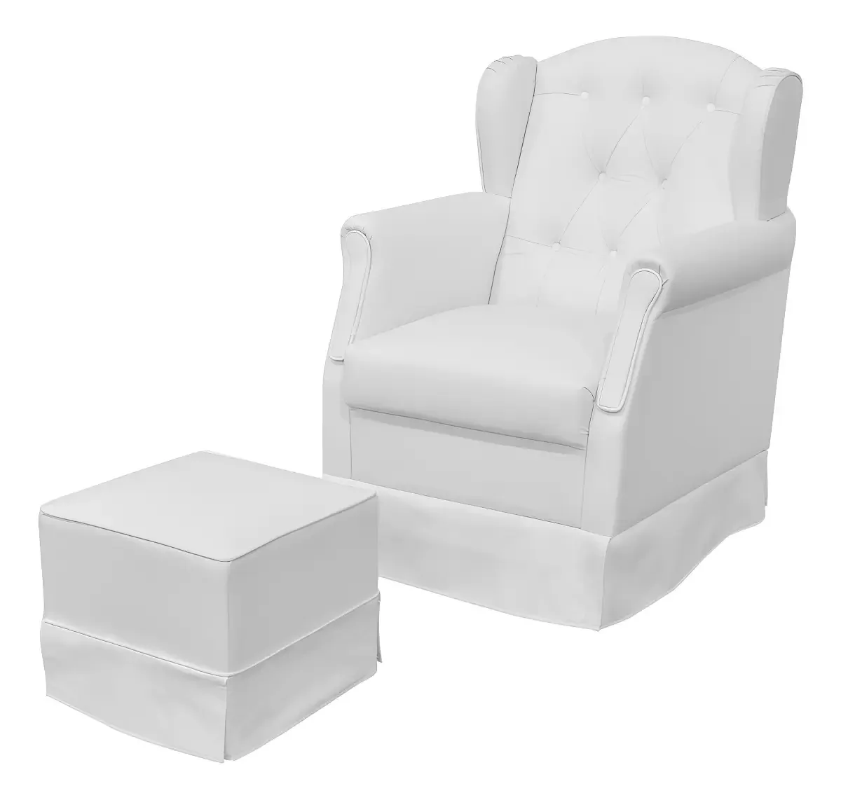 Poltrona De Amamentação Fixa Com Puff Quarto Bebê Alicia Corino Branco - Phoenix Desenho do tecido Liso