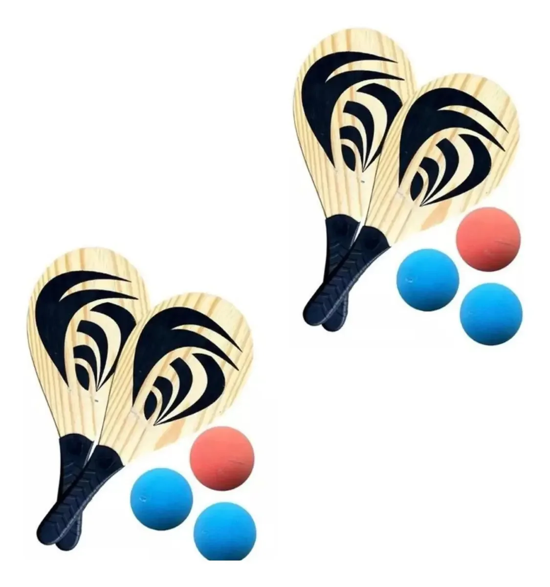 Kit 4 Raquetes 6 Bolinhas Frescobol Ar Livre Praia