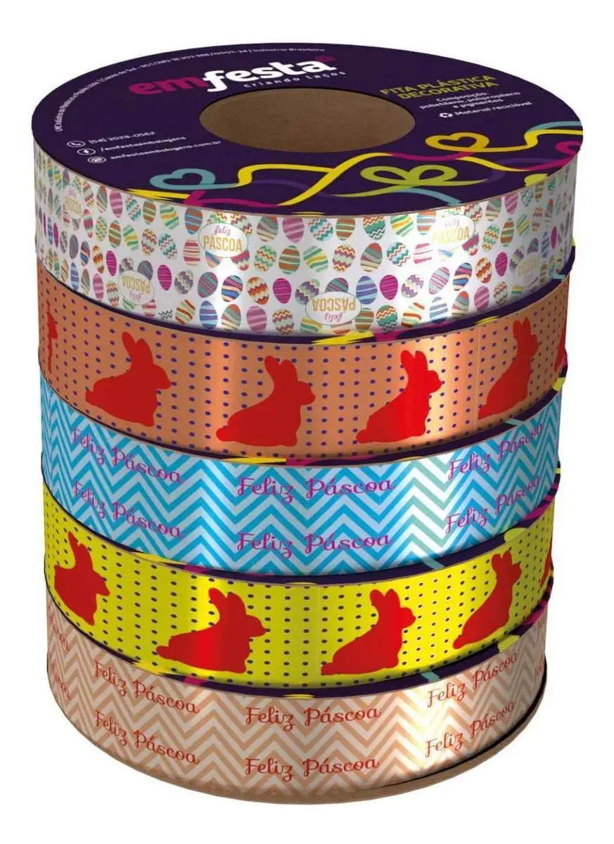 Fita Poli Decorada 30mmx50m Pascoa Sortida
