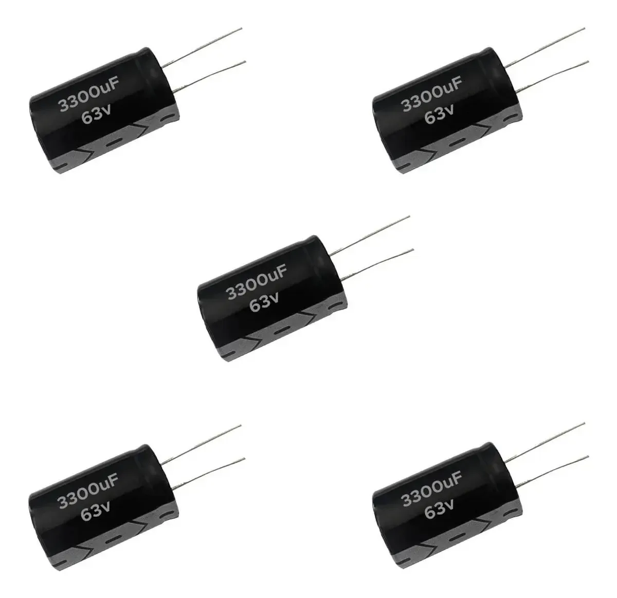 Kit 5 Capacitores Eletrolíticos ChipSCE 3300UF 63V 105°C Polarizado