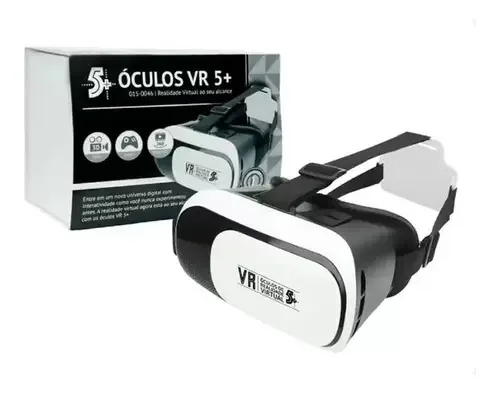 Óculos Realidade Virtual 3D 5+ Ajustável Android iOS Celular Branco