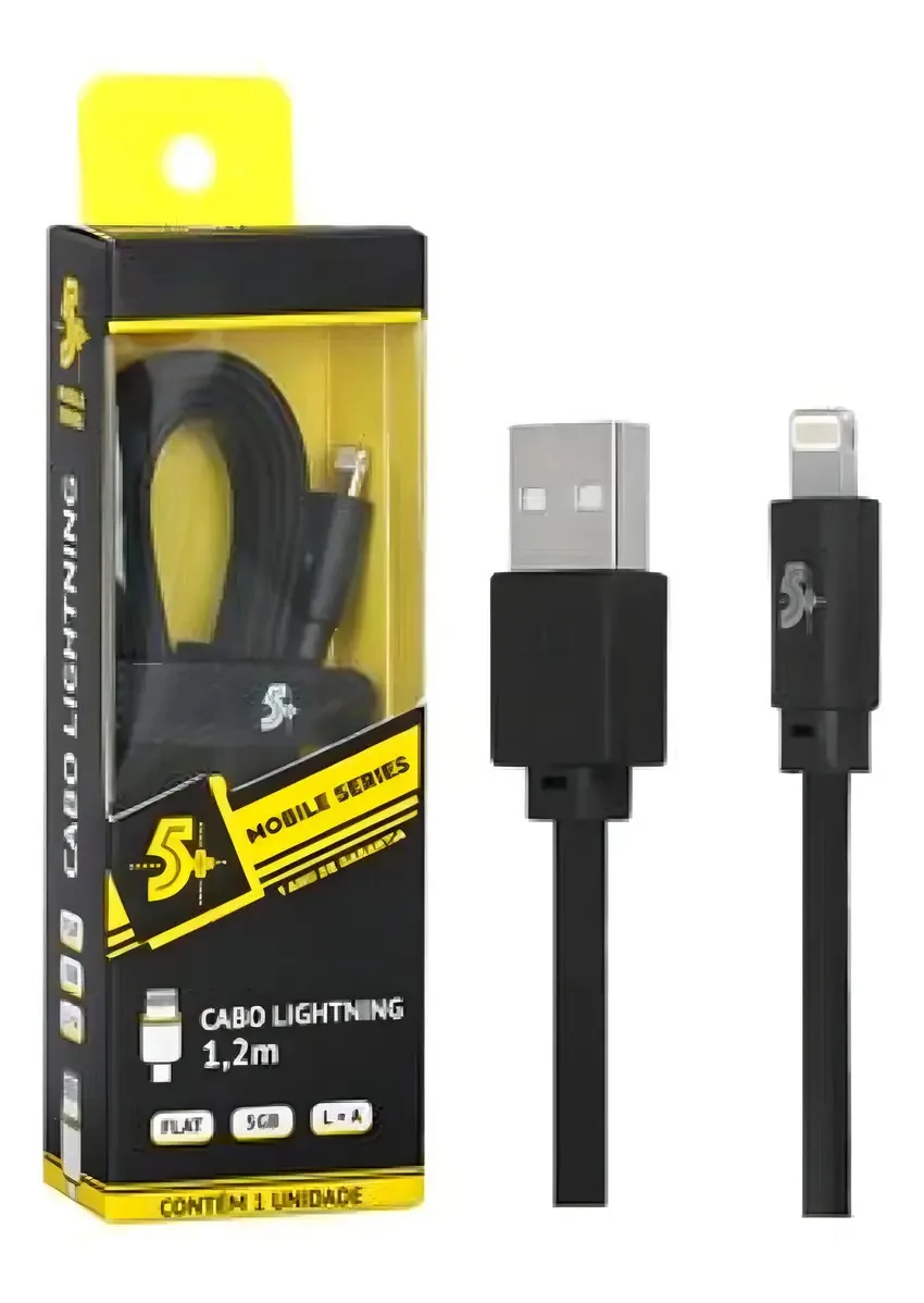Cabo USB para iPhone ChipSCE 1.2m Preto Transferência de Dados