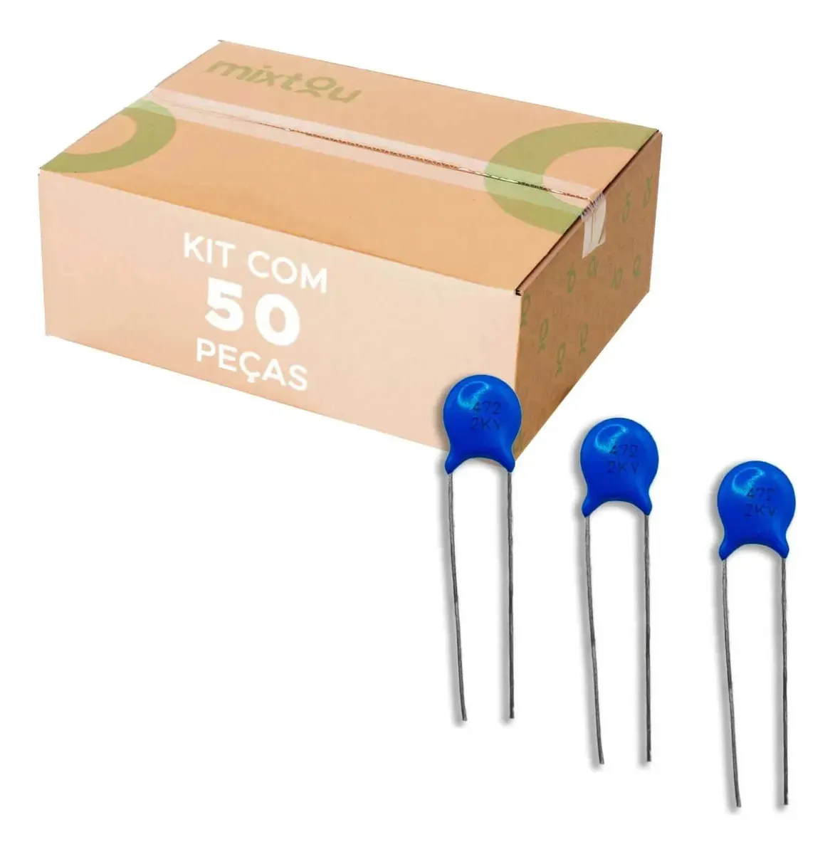 Kit 50 Capacitores Cerâmicos ChipSCE 4k7 2kV Alta Tensão Circuitos PCI