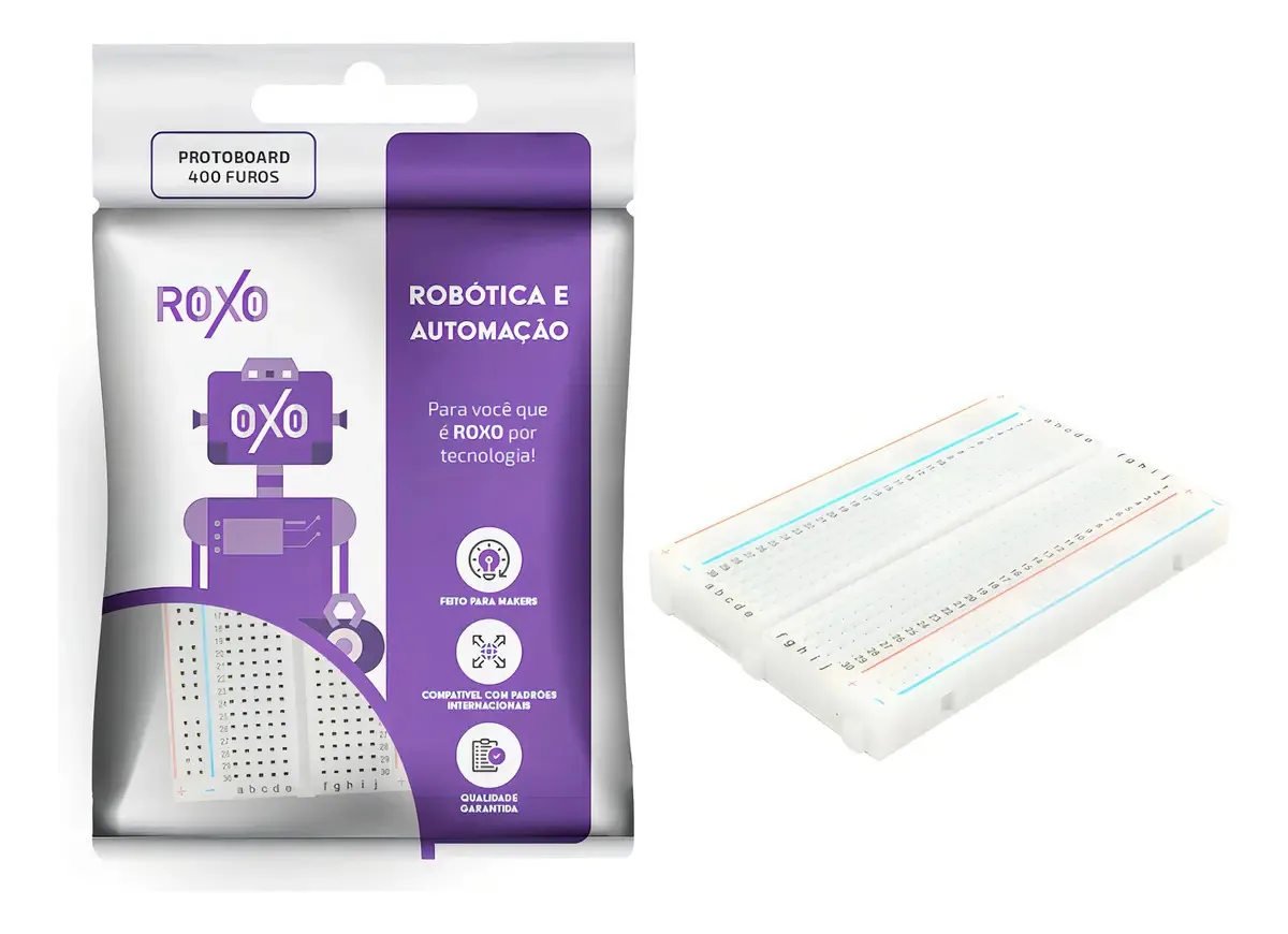 Protoboard Roxo 400 Pontos Breadboard 5x para Montagem de Circuitos