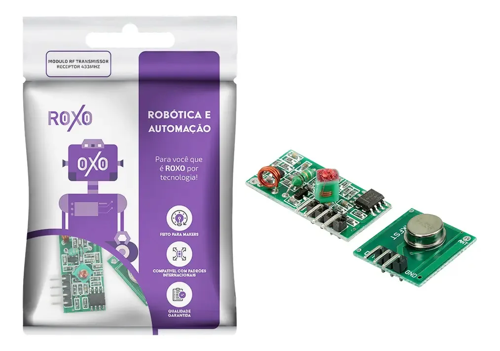 Módulos RF 433MHz Roxo Transmissor Receptor Automação 3-12V