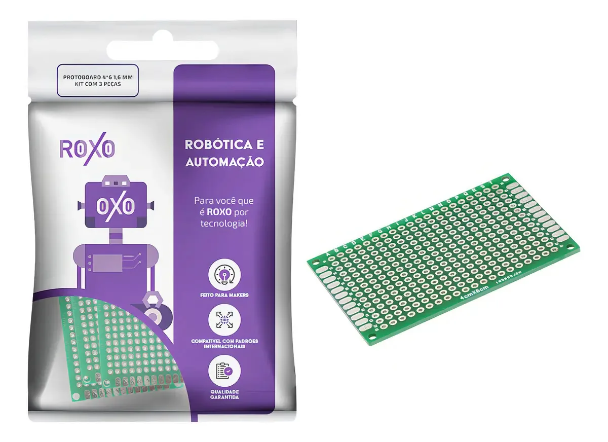 Kit 3 Placas Circuito Impresso Protoboard Roxo 4x6cm 690 Pontos