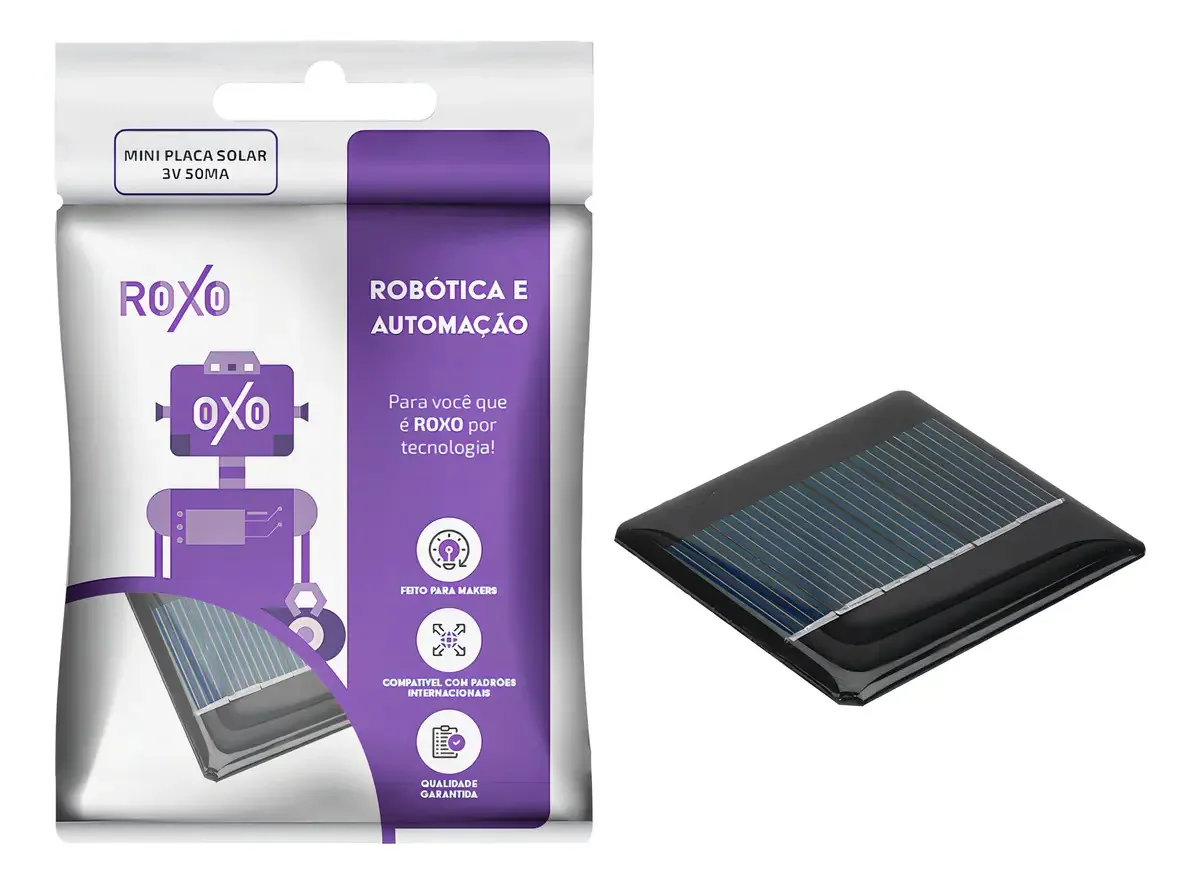 Mini Placa Solar Roxo 3V 50mA Para Projetos Eletrônicos Sustentáveis