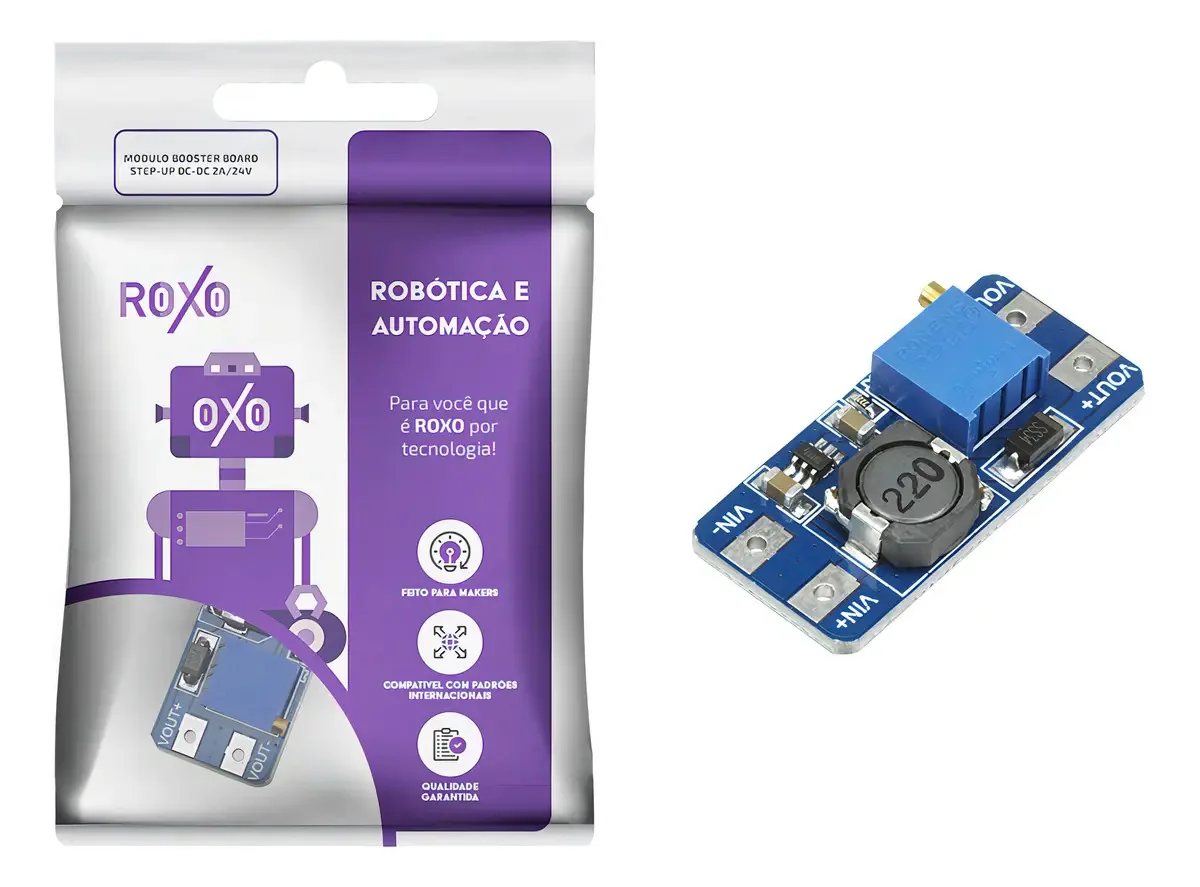 Módulo Booster Step Up para Projetos Eletrônicos Roxo