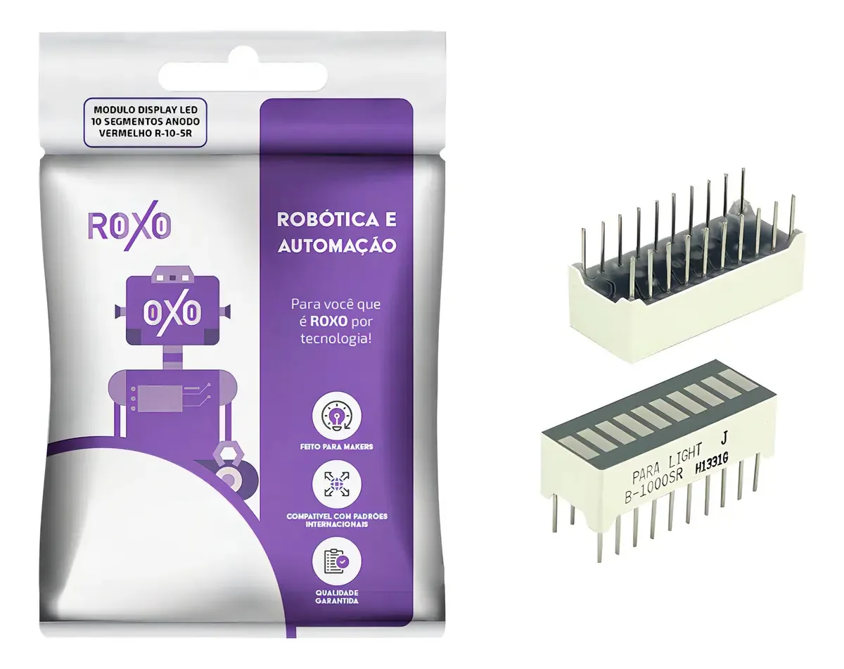 Módulo Display Led 10 Segmentos Roxo Anodo Vermelho R105r