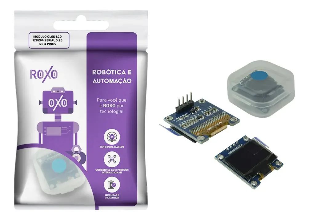 Módulo Oled Lcd 128x64 Serial 0.96 I2c 4 Pinos - Roxo