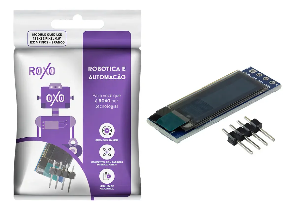 Módulo OLED 0.91" 128x32 Pixels Branco I2C 4 Pinos