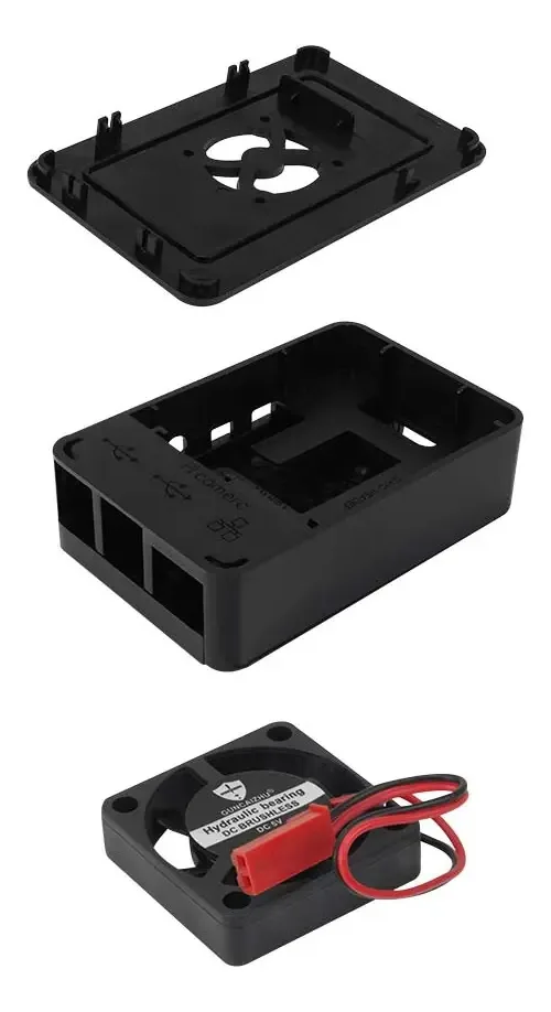 Case Plástico Roxo Para Raspberry Pi 4B Com Ventoinha E Dissipadores