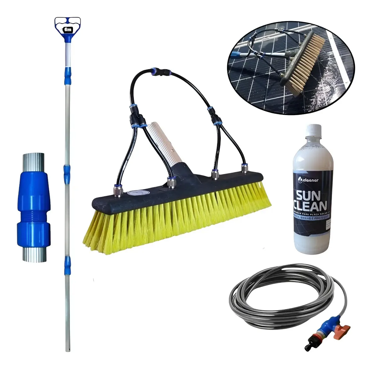 Vassoura Lavar Placa Solar 40cm Cabo 6m